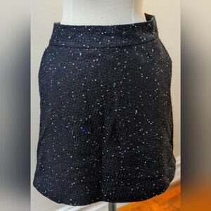 LOFT Black Sparkle A-Line Skirt with Pockets, Size 10